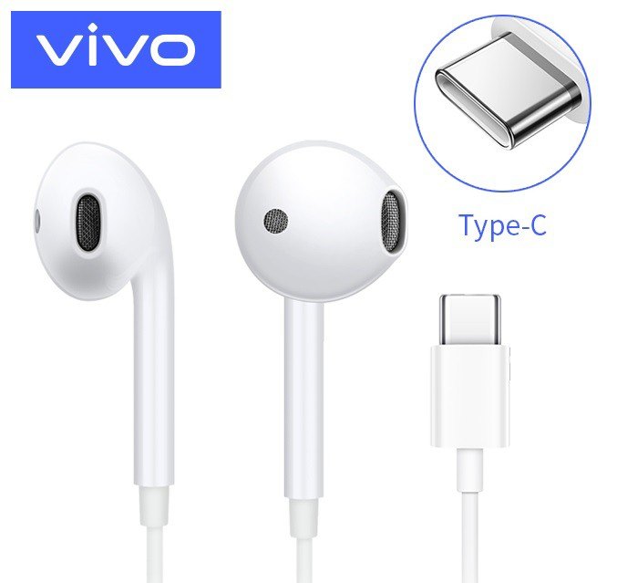vivo Smart Wired Type C Earphone with Mic for Calling,HD bass Wired (White, In the Ear)