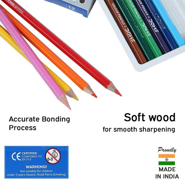 DOMS Non-Toxic Colour Pencil Set in Cardboard Box - 12 Shades