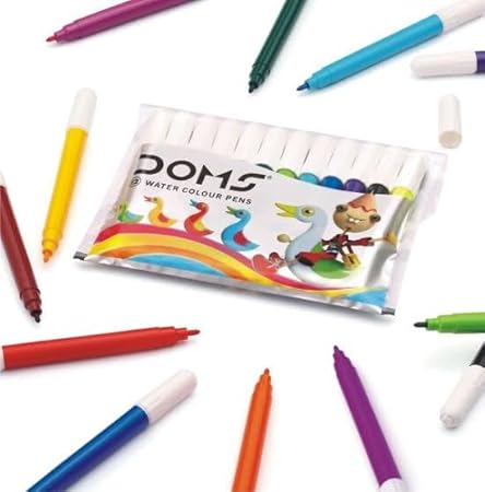 Click to open expanded view Doms 12 Shades Water Color Sketch Pens Pack of 5| Useful in Drawing For School Children Student| Best Birthday Gift