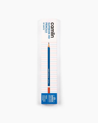 Supreme HD Pencils Super Dark Pencil Box of 10 Pencils with Eraser and Long Point Sharpener for School & Office