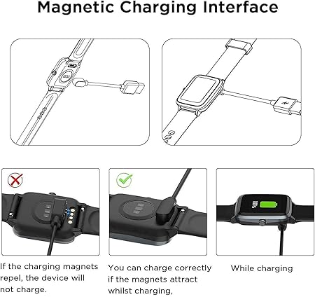 FIRE BOLTT Smartwatch USB All Type Charging Charger Compatible with Boat, Fire Boltt, Noise, Dizo, beatXP, Fast-Track & All 2 Pin Charger Watches (Cable Only)
