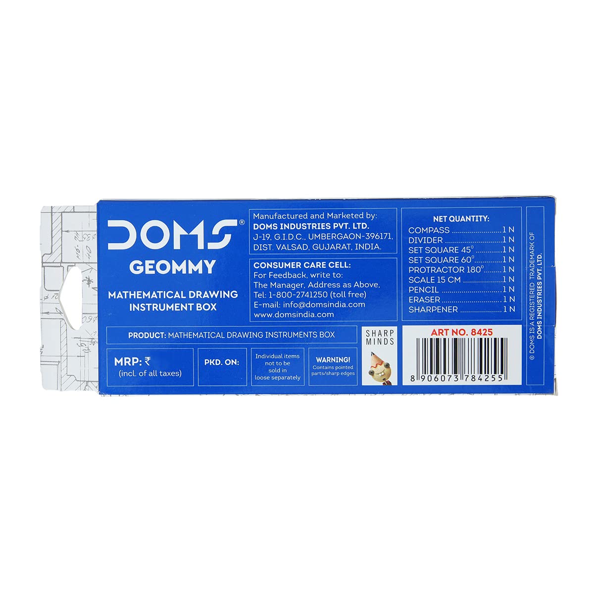 Doms Geommy Mathematical Drawing Instrument Box | Ensures Accuracy & Perfection | Geometry Box For Students | Set of 10 Instruments Pack of 1