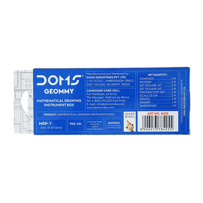 Doms Geommy Mathematical Drawing Instrument Box | Ensures Accuracy & Perfection | Geometry Box For Students | Set of 10 Instruments Pack of 1