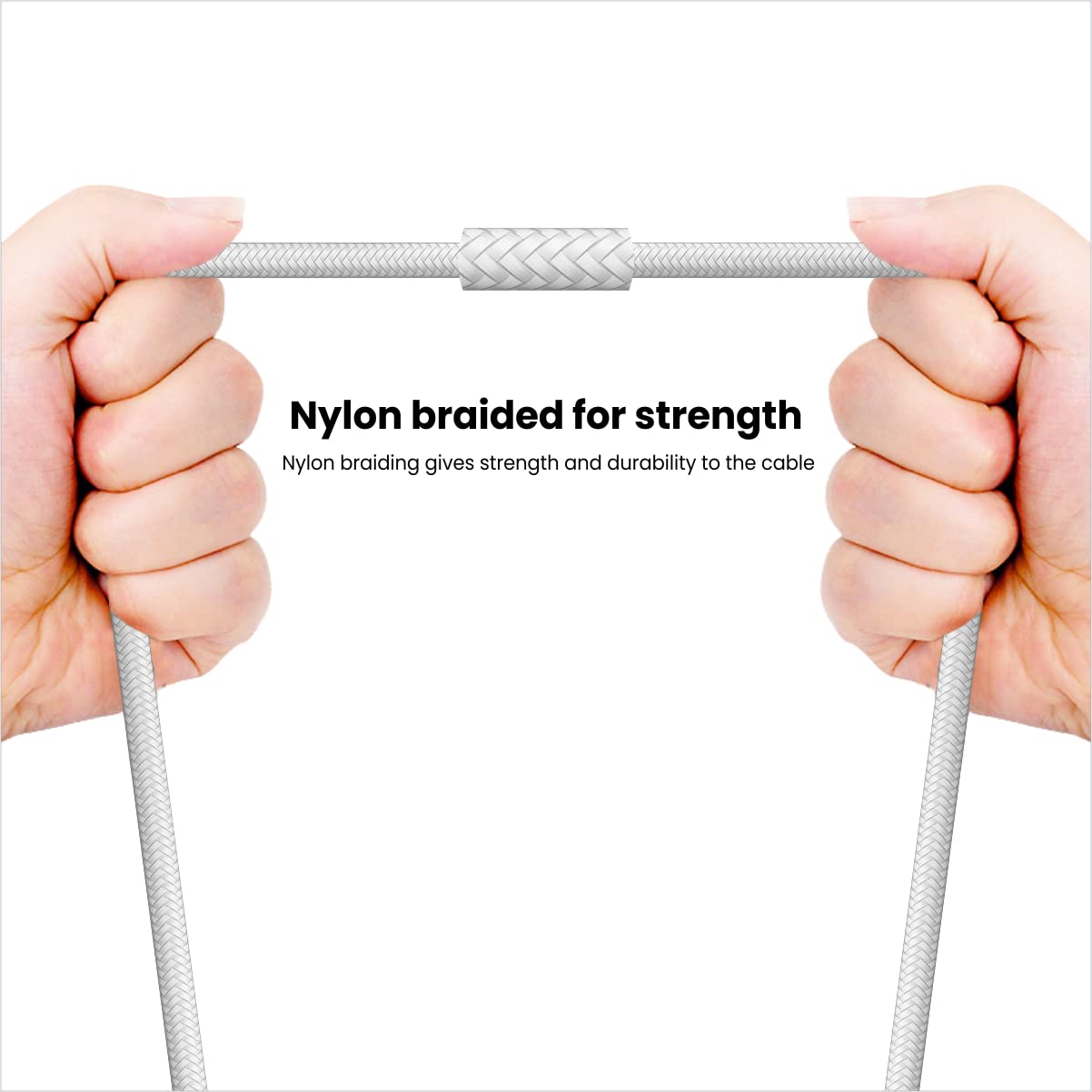 Portronics Konnect C1 20W PD Type C to Type C Unbreakable Data & Charging Cable, Nylon Braided with Metal Heads, 1M Length