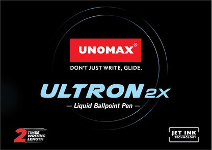 UNOMAX Ultron 2X Ball Pen - Set of 10 (Jet Blue/ Black) | Unleash the Art of Writing with Elegance | Matt Finish Body | 0.7mm Tip Size for Superior Precision | Jet Ink Technology for Effortless