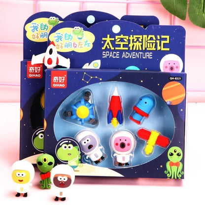 LIGHTER HOUSE� Cutest Newest Different Shapes Space Adventure Erasers Pack� B�Day Return Gift Party Idea for Kids Birthd