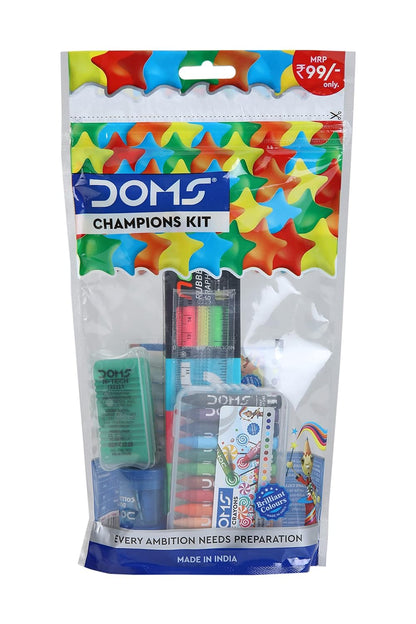 Doms Champions Kit | Perfect Value Pack | Kit For School Essentials | Gifting Range For Kids | Combination of 6 Stationery Items