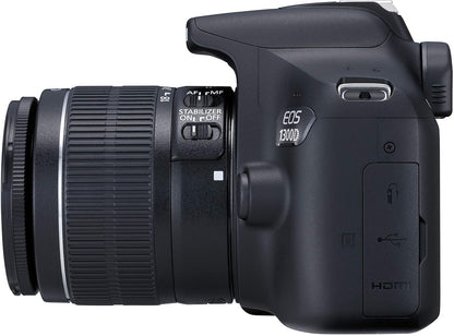 Canon EOS 1300D 18MP Digital SLR Camera (Black) with 18-55mm ISII Lens, 16GB Card and Carry Case