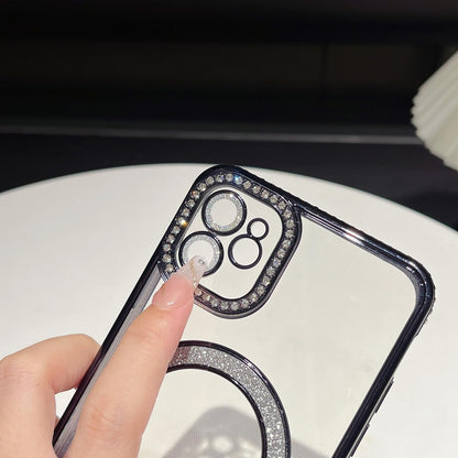 Case Compatible with iPhone Cute Soft Clear Rhinestone Diamond Glitter Cover Women & Girls Compatible with MagSaf Camera Lens Protection
