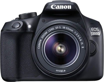 Canon EOS 1300D 18MP Digital SLR Camera (Black) with 18-55mm ISII Lens, 16GB Card and Carry Case