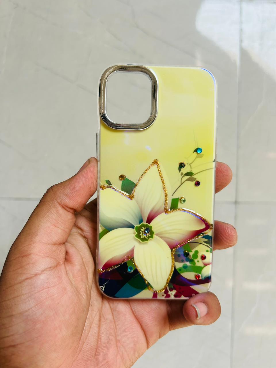 Apple iPhone 12/13 Mini PEEPERLY Back Cover Oil Painting Rhinestone Bloom Case  (Purple, Shock Proof, Pack of: 1)