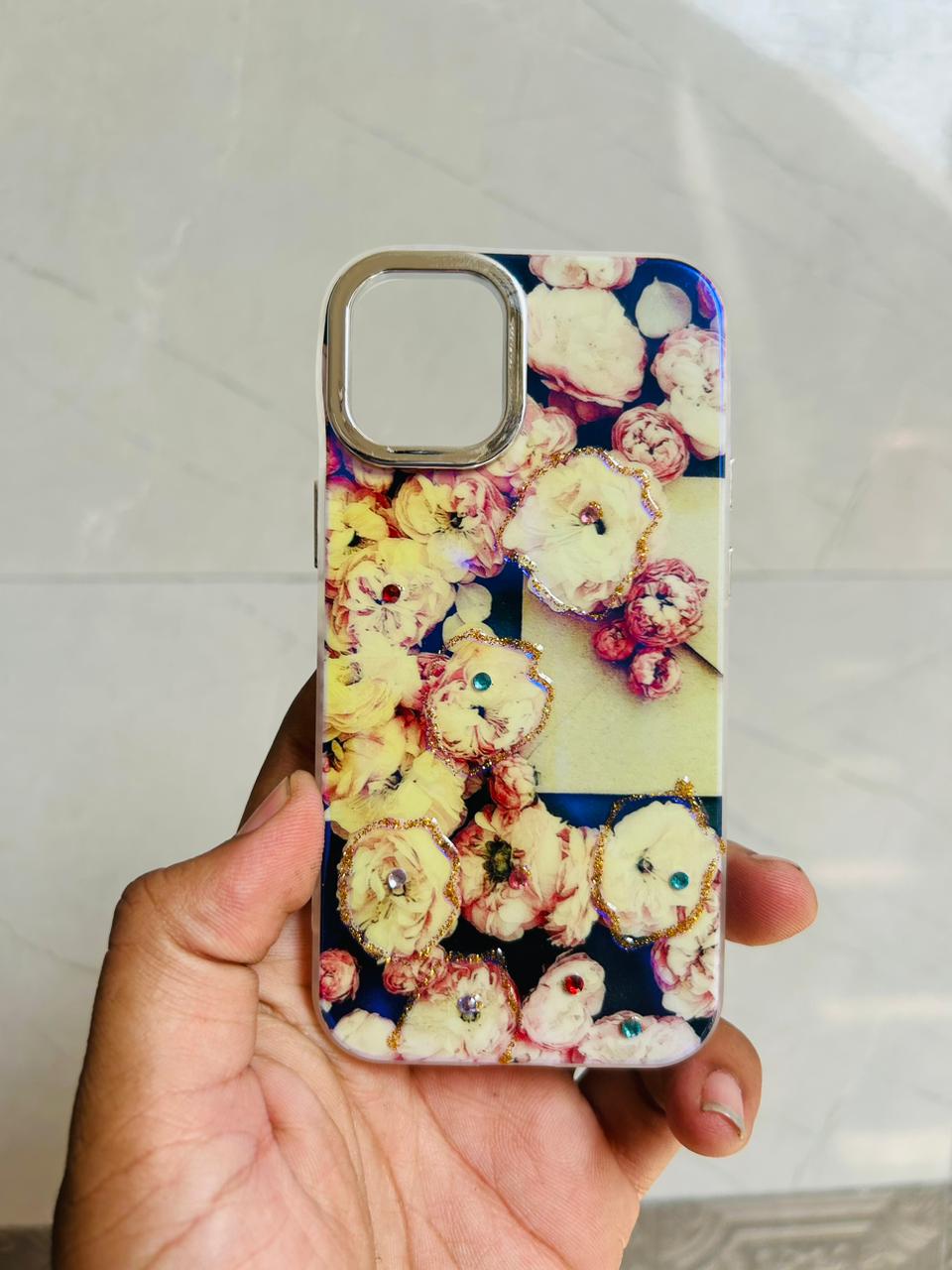 Apple iPhone 12/13 Mini PEEPERLY Back Cover Oil Painting Rhinestone Bloom Case  (Purple, Shock Proof, Pack of: 1)
