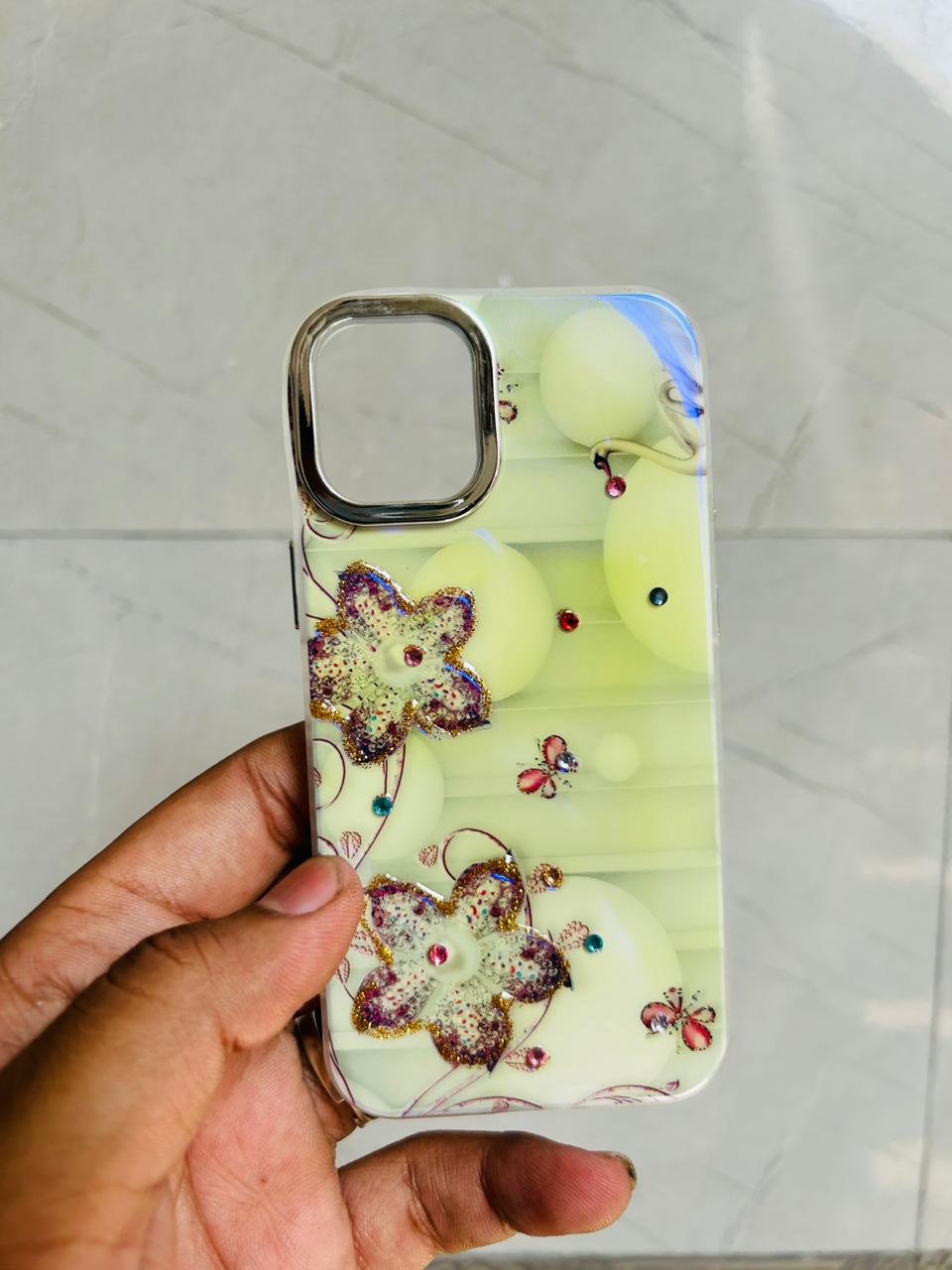 Apple iPhone 12/13 Mini PEEPERLY Back Cover Oil Painting Rhinestone Bloom Case  (Purple, Shock Proof, Pack of: 1)