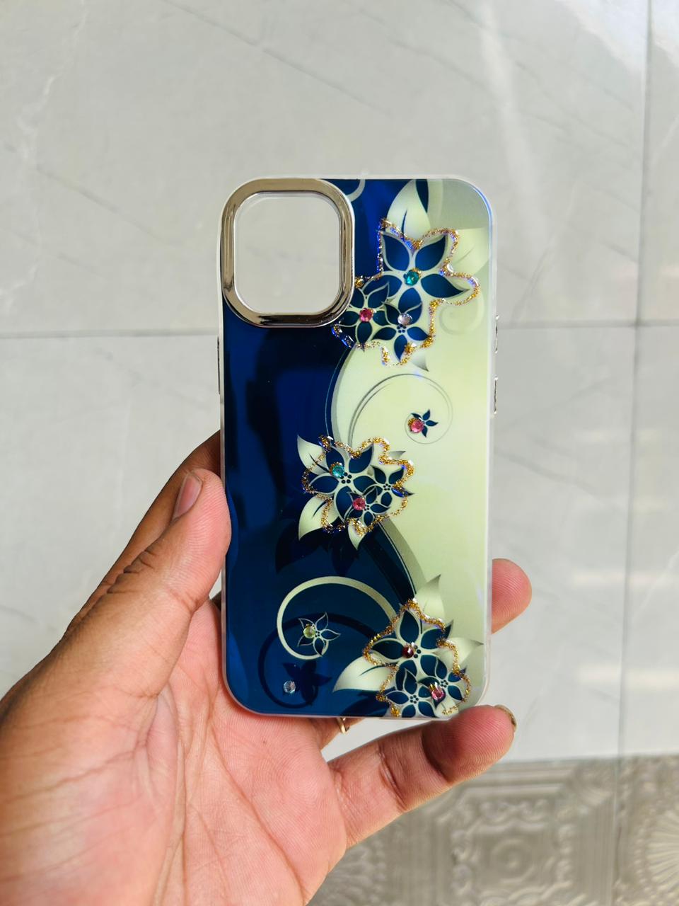 Apple iPhone 12/13 Mini PEEPERLY Back Cover Oil Painting Rhinestone Bloom Case  (Purple, Shock Proof, Pack of: 1)