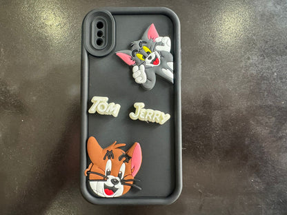 Tom and Jerry Cartoon Case, 3D Curly Tom&Jerry Funny Wave Cute Full Protective Back Case Soft Silicone
