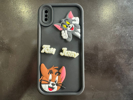 Tom and Jerry Cartoon Case, 3D Curly Tom&Jerry Funny Wave Cute Full Protective Back Case Soft Silicone