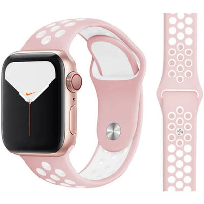 Nike Silicone Soft Watch Band for Apple Watch 38mm | 40mm | 41mm | 42mm Series 10 / Baby Pink White 41-45(Ultra)